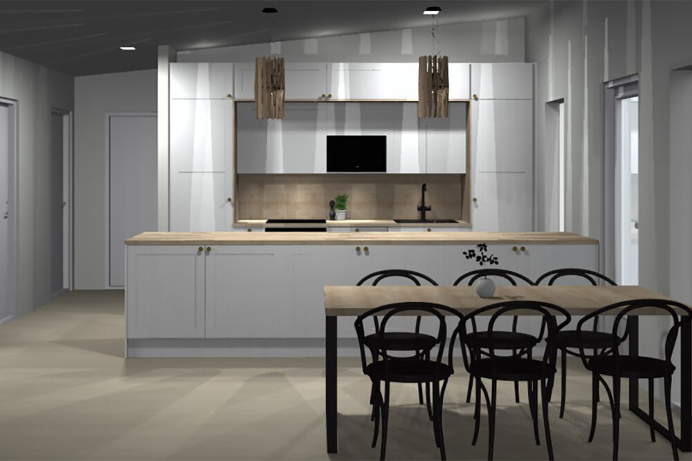 Kasettikeittiö saarekkeella