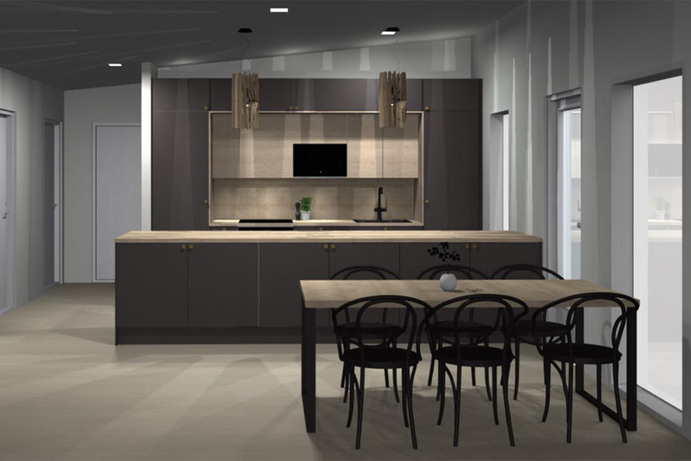 Kasettikeittiö saarekkeella